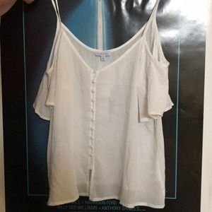 White cold shoulder top